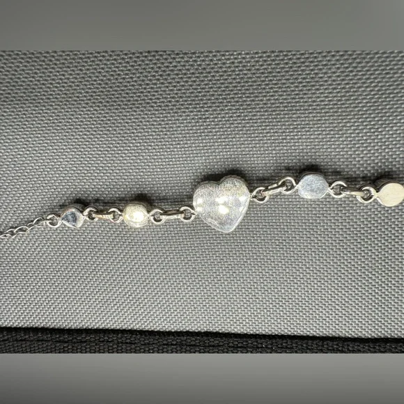 Neon Green Aurora Opal Heart-Shaped Sterling Silver 925 Bracelet Handmade Heart - Picture 4 of 6